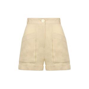 LE KASHA High-Waisted Linen Blend Cargo Shorts Women PANNA Pants